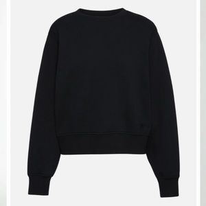 Wesley Eco Fleece Crew Neck Sweatshirt With Shoulder Pads Black WSLY Bandier